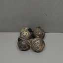 AuldHome Design Farmhouse Ball Ornaments (Set of 4, Antique Gold); Distressed Metal Glass Ball Vintage Style Christmas Decorations