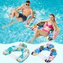 2 Pack Pool Floats Adult,OKSUWATER Pool Floaties for Adults with Two Cup Holders Inflatable Pool Floats Chairs, Lake Floats for Adults Toys Applies to Water Play Party (Multicolor)