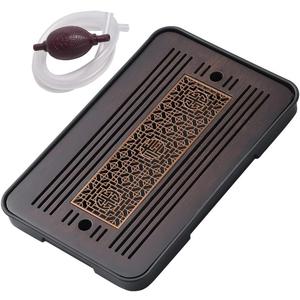 Bamboo Kungfu Tea Set - 14 * 10 inch Serving Tray with Drain & Store Water for Coffee Table & Living Room