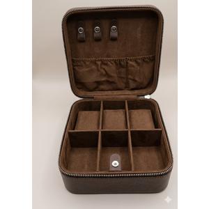Leather Jewelry Box for Men Travel Jewelry Organizer by Handmade Zipper Jewelry Cufflinks Ring Necklace Bracelet Storage Case