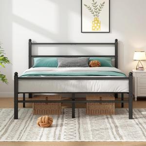 Queen Bed Frame with Headboard and Footboard, 14 Inch Metal Platform Bed Frame Queen Size with Steel Slat Support, No Box Spring Needed, Noise Free, Easy Assembly,