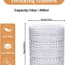 18PCS Plastic Hobnail Drinking Glasses - 14 Oz Clear Vintage Glasses Mixed Drinkware Sets - Disposable Beaded Cups for Beer, Whiskey, Juice, Cocktail, Wine, Party