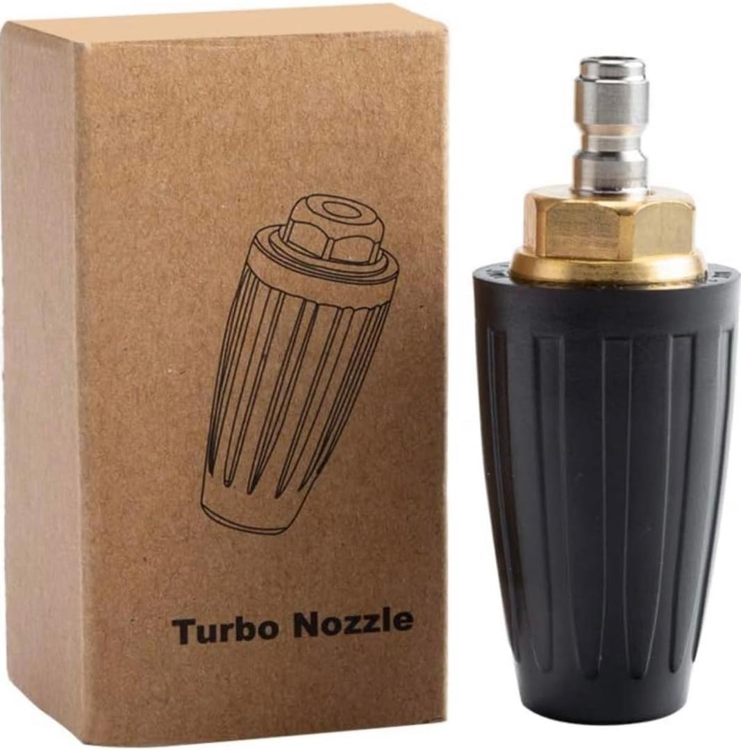 Pressure Washer Tips Turbo Nozzle, 4000 PSI Max. 5000 PSI 360 Rotating Spray Pressure Washer Turbo Tips with 1/4 3/8 Quick Connect for Garden Car Concrete Brick Vinyl Surface 4.0 GPM 4.0 Orifice