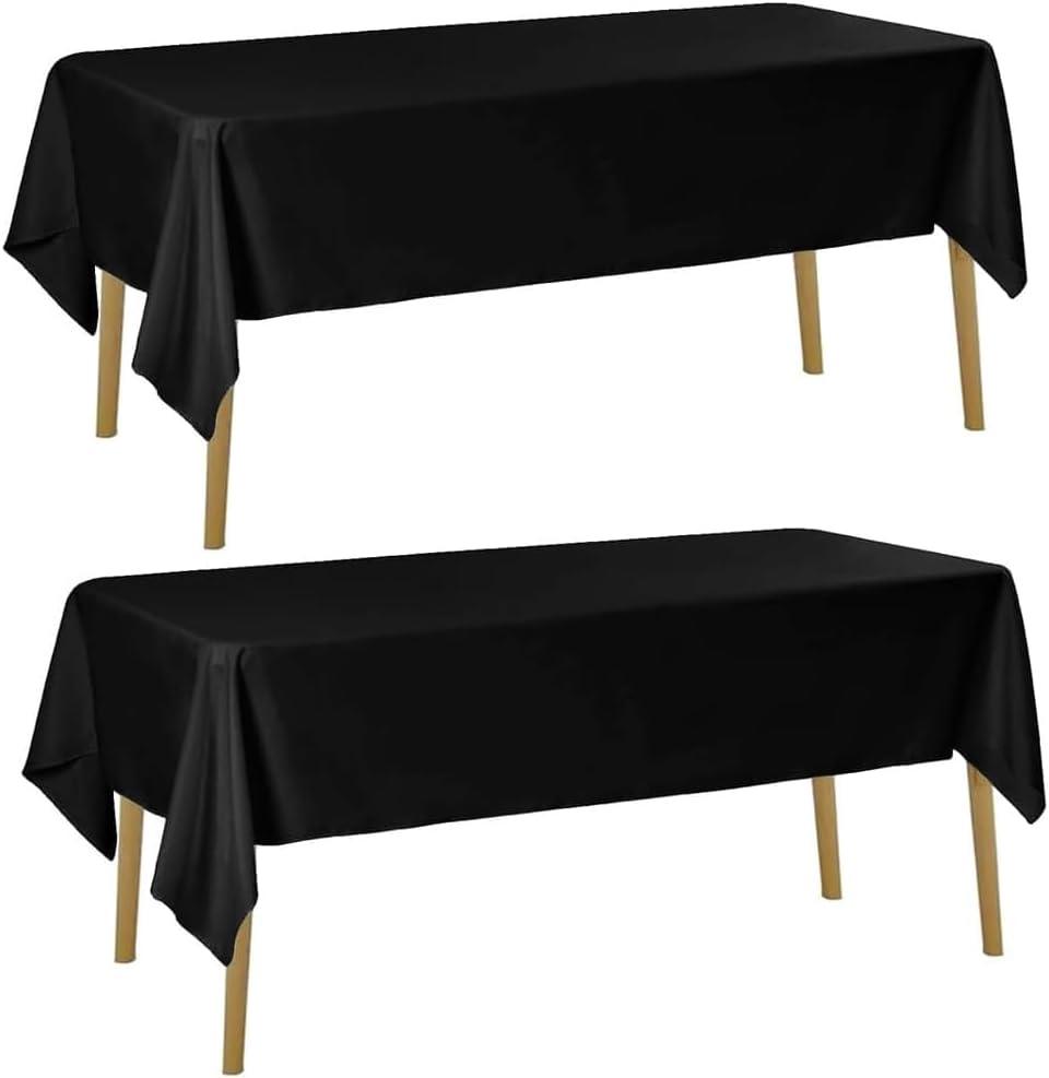 2 Pieces Black Plastic Tablecloth - Elegant and Durable Rectangular Design for General Use, Parties, Family Picnics, and Outdoor Decoration (137 * 183cm)