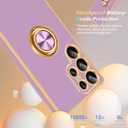 Fingic for Galaxy S25 Ultra Case[with 360Rotatable Ring Holder] Support Magnetic Car Mount Shiny Plating Gold Slim Thin Soft TPU Rugged Bumper Anti-Scratch Case for Galaxy S25 Ultra,Lavender Purple