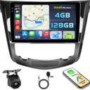 [4+128G] Android 15 Car Stereo for Nissan Rogue X-Trail Qashqai 2014-2018, Hikity 10'' In-Cell Touchscreen Rogue Radio Wireless Carplay Android Auto WiFi/Bluetooth/Mirror Link GPS SWC FM/EQ Backup Cam