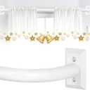 White Wrap Around Curtain Rods 66 to 120Inch:Blackout Adjustable Window Curtain Rod,Room Darkening Heavy Duty Curved French Metal Single Drapery Rods for Bedroom Kitchen Easy Install,Pure White