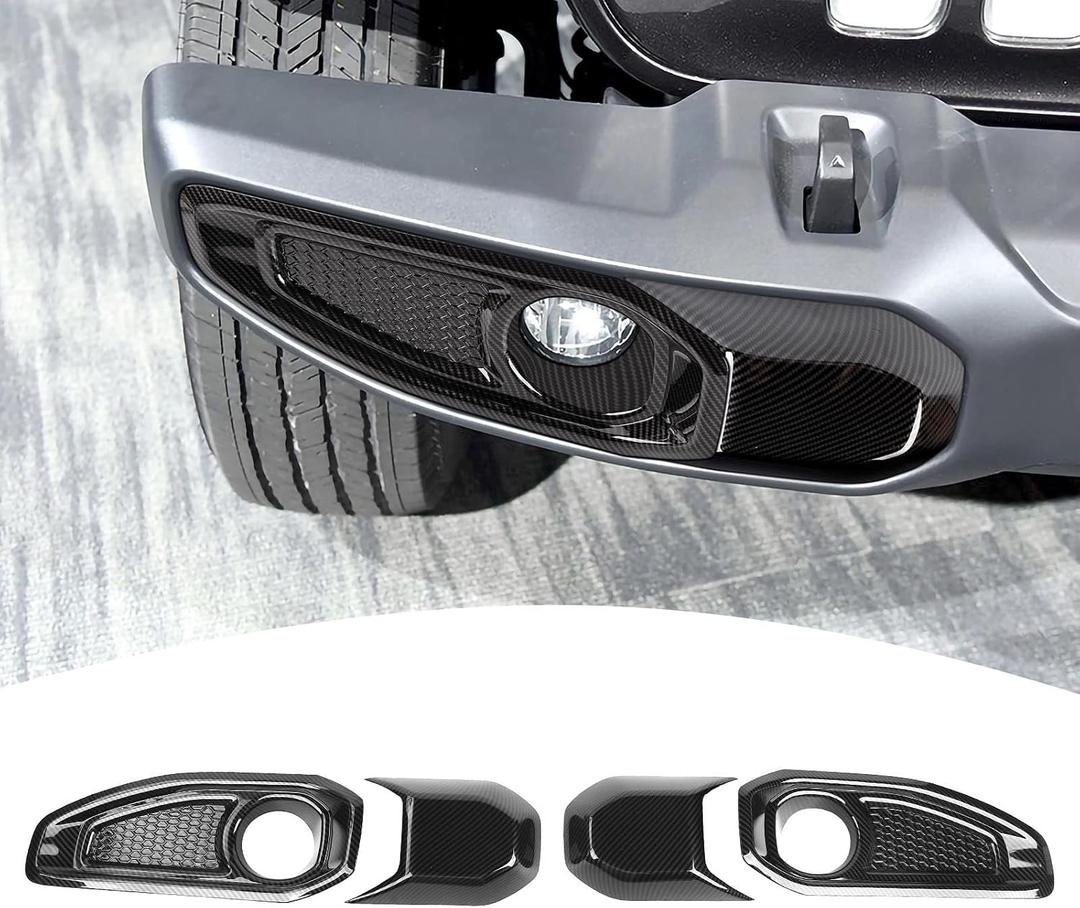 for Jeep JL Front Bumper Fog Light Trim Cover Compatible with Jeep Wrangler JL JLU Gladiator JT 2018-2024 Carbon Fiber Exterior Accessories 4pcs