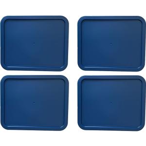 Replacement Lids for Pyrex 3-Cup Glass Food Storage Container Bowls, (7.75 x 5.75-Inch) Plastic Rectangle Lids Covers fits Pyrex 7210-PC, Airtight & Leakproof (4-Pack, Blue)