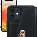 LUVI for iPhone 12/iPhone 12 Pro Case with Crossbody Neck Strap Lanyard Purse Handbag Shoulder Strap Cover PU Leather Wallet Card Holder Luxury Fashion 3D Crocodile Snake Skin Case 6.1 inch Black