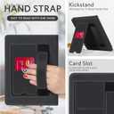 CoBak Case with Stand for Kindle Paperwhite 12th Gen 2024 Released (7") & Kindle Colorsoft Signature Edition - Durable PU Leather Cover with Auto Sleep Wake, Card Slot, Hand Strap Feature, Black