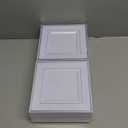 bUCLA 100PCS White and Silver Square Plastic Plates - 6inch Disposable Dessert Plates - Suitable for Weddings, Parties, Christmas