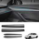 KKTR-CAR Dashboard Cover Wrap and Front Door Inner Armrest Panel Cover Trim Compatible with Tesla Model 3 2021-2023 Model y 2020-2025,NOT for Performance (Matte Carbon Fiber Pattern, 4pcs)