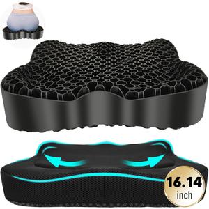 Gel Seat Cushion, Thickened Big Breathable Honeycomb Design Absorbs Pressure Points Gel Cushion with Anti-Slip Cover Seat Cushion for Office Chair Home Car Seat Cushion for Wheelchair