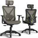 ELABEST Mesh Office Chair,Ergonomic Computer Desk Chair,Sturdy Task Chair- Adjustable Lumbar Support & Armrests,Tilt Function,Comfort Wide Seat,Swivel Home Office Chair (Mocha)