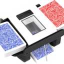 ADZERD Automatic Card Shuffler for 1-2 Decks with Dual Auto/Manual Modes, USB-C Rechargeable, Quiet Operation, Compatible with UNO, Poker, Mahjong, Bridge, Rummy, Skip-Bo, Phase 10 & More (white)