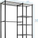 Kryonix Heavy Duty Garment Rack with Shelves, 5-Tier Freestanding Clothes Rack, Metal Closet Organizer for Hanging Clothes, 45" Wide Portable Wardrobe for Bedroom, Max Load 690 lbs - Black