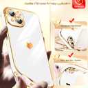 2 x LeYi for iPhone 15 Case: with Tempered Glass Screen Protector [2 Pcs]+ Full Camera Lens Protection,Love Heart Plating Women Cute Luxury Soft TPU Shockproof Case for iPhone 15,White