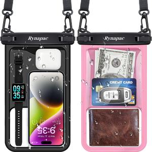 Rynapac [Up to 10" Large Waterproof Phone Pouch - 2 Pack IPX8 Waterproof Phone Case for iPhone 17 16 15 Pro Max Galaxy S26 Ultra, Touchscreen & Underwater Photography, Beach Cruise Travel Essentials