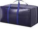 1Pack Extra Heavy Duty Large Moving Bags with Strong Zipper & Comfortable Handles - Sturdy & Durable Clothes Storage Bags Totes Bins - Large Storage Totes for Dorm, Space Saving - (Dark Blue)