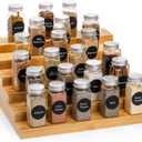 Kingrol Appetizer Skewer Display with 180 Holes and 100 Skewers, 6 Tier Bamboo Food Display Stand for Fruit, Veggie, Meat, and Cheese