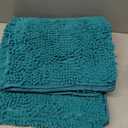 LOCHAS Luxury Bathroom Rug Shaggy Bath Mat 24 x 44 Inch, Washable Non Slip Bath Rugs for Bathroom Shower, Soft Plush Chenille Absorbent Carpets Mats, Teal Blue