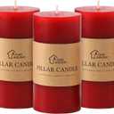 3x6 Inch Red Pillar Candles Set of 3 - Decorative Unscented Pillar Candle, Long Burning Dripless Candles, Smokeless Large Pillar Candles for Wedding, Dinner and Home Decor