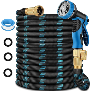 25 ft Garden Hose - 2026 New Upgraded Flexible Water Hose - Ultra Lightweight Kink-free Car Washing Pipe with 10 Function Sprayer and 3/4" Solid Brass Fittings - Durable,Leak proof Garden Hoses