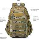 21L Small Tactical Backpack | Fit 12 Inch Laptop, Water Bottle Holder, 1050D fabric, Molle, Daily Work, Travel, Hiking (Camo)