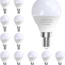 E12 LED Candelabra Light Bulbs, 60 Watt Equivalent, 120V Chandelier Llight Bulb, A15 / G45 Shape Ceiling Fan Light Bulbs, Bright Small Bulb Non-Dimmable, Warm White 2700K, 12 Pcs (12 Count (Pack of 1))
