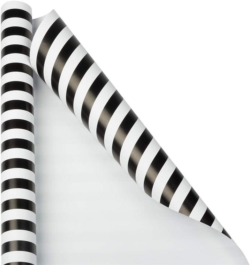 Paper Gift Wrap - Striped Wrapping Paper - 25 Sq Ft (30 in x 10 Ft) - Black & White Stripes - Roll Sold Individually