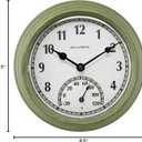 AcuRite 02470 Rustic Green Outdoor Clock with Thermometer, 8.5"
