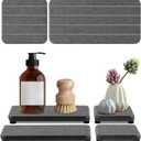 4PCS Fast Drying Diatomite Stone Soap Tray for Bathroom and Kitchen, Vanity Tray, Water Absorbing Coaster (Dark Gray 4stripes)