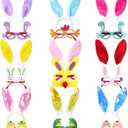 Oiuros 18PCS Easter Headbands and Glasses Frame - Easter Bunny Ears Rabbit Chick Eggs Easter Party Favors Costume Decoration Photo Booth Props Easter Party Gifts for Kids Adult