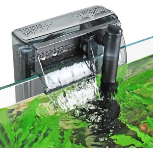 hygger Aquarium HOB Filter 210 GPH for 15-40 Gallon Fish Tank Power Filter with Adjustable Water Flow Extendable Intake Tube External Hang-On Back Filter