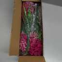 Yastouay Artificial Flowers for Outdoors, 12 Bundles Fake Outdoor Flowers, UV Resistant Artificial Petunias Fake Flowers, Purple Red Realistic Fake Plants for Porch Patio Garden Decor