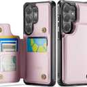 Vinich for Samsung Galaxy S26 Ultra Wallet Case with Card Holder, RFID Blocking Credit Slots Kickstand Shockproof Phone Cover for Women Men, Pink