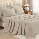 Litanika Oversized King Comforter Sets Oatmeal - 7 Pieces Bed in a Bag Oversized King Bedding Comforter Sets, Solid Lightweight Bed Set with Comforter, Sheets, Pillowcases & Shams