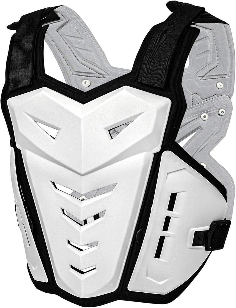 Motorcycle Armor Body Guard Vest Chest and Back Protective Gear White