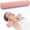 Cozyhealth 3.1" H Small Cervical Roll Pillow, Medium Soft Memory Foam Neck Round Pillow Cylinder Bolster Pillow for Sleeping, Round Neck Support for Bed, Legs, Back and Yoga (Pink, Small - 3.1" H)
