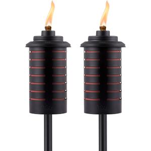 TIKI Metal Black & Orange Easy Install Outdoor Torches, 2-Pack  65-Inch Decorative Torches for Patio, Lawn, Backyard & Garden  Weather-Resistant Torch Lighting with Wick & Snuffer