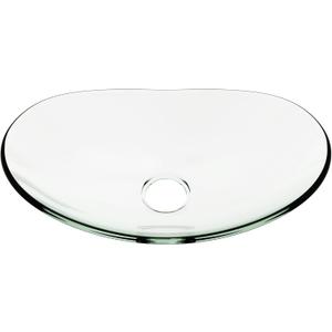 YIMAI Glass Vessel Sink, Above Counter Oval Bathroom Vanity Sink, 18.5" x 11.8" Clear Tempered Glass for Modern Bathrooms, Vanity, Powder Room, Guest Bathroom, 18.5"D x 11.8"W x 5.1"H