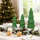 Artmag Set of 3 Christmas Tree Decorations Indoor, Glittering Modern Christmas Tree Decor Tabletop Entryway Table Mantel Centerpiece for Holiday Party (Green)