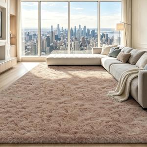 yongyangjuxin Fluffy Rug Shag Area Rug, Beige 8x10 Area Rugs for Living Room, Large Shag Area Rugs for Bedroom Kids Room Home Decor, Upgrade Anti-Skid Rectangular Fuzzy Rugs