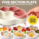 MEOW Dry Rose Divided Silicone Toddler Suction Plates Non-Slip Silicon Plate for Baby Led Weaning Supplies BPA Free Travel Non-Toxic Kids Tray with Suction