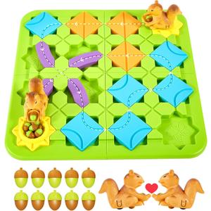 Airkid STEM Board Games Brain Toys, Maze Brain Teaser Puzzles Learning Games for Kids Ages 4-8, 118 Challenges 5 Difficulty Levels Squirrel Logic Track Building Blocks, Educational Toys Birthday Gifts