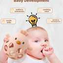 ChooKaChoo 2-in-1 Baby Teething Rattle Toy, Sensory Grasping Teether for Infants 3-12 Months, 100% Food-Grade Silicone, Easy to Hold, Soothing & Developmental, BPA Free, Easter Gifts (Pink)