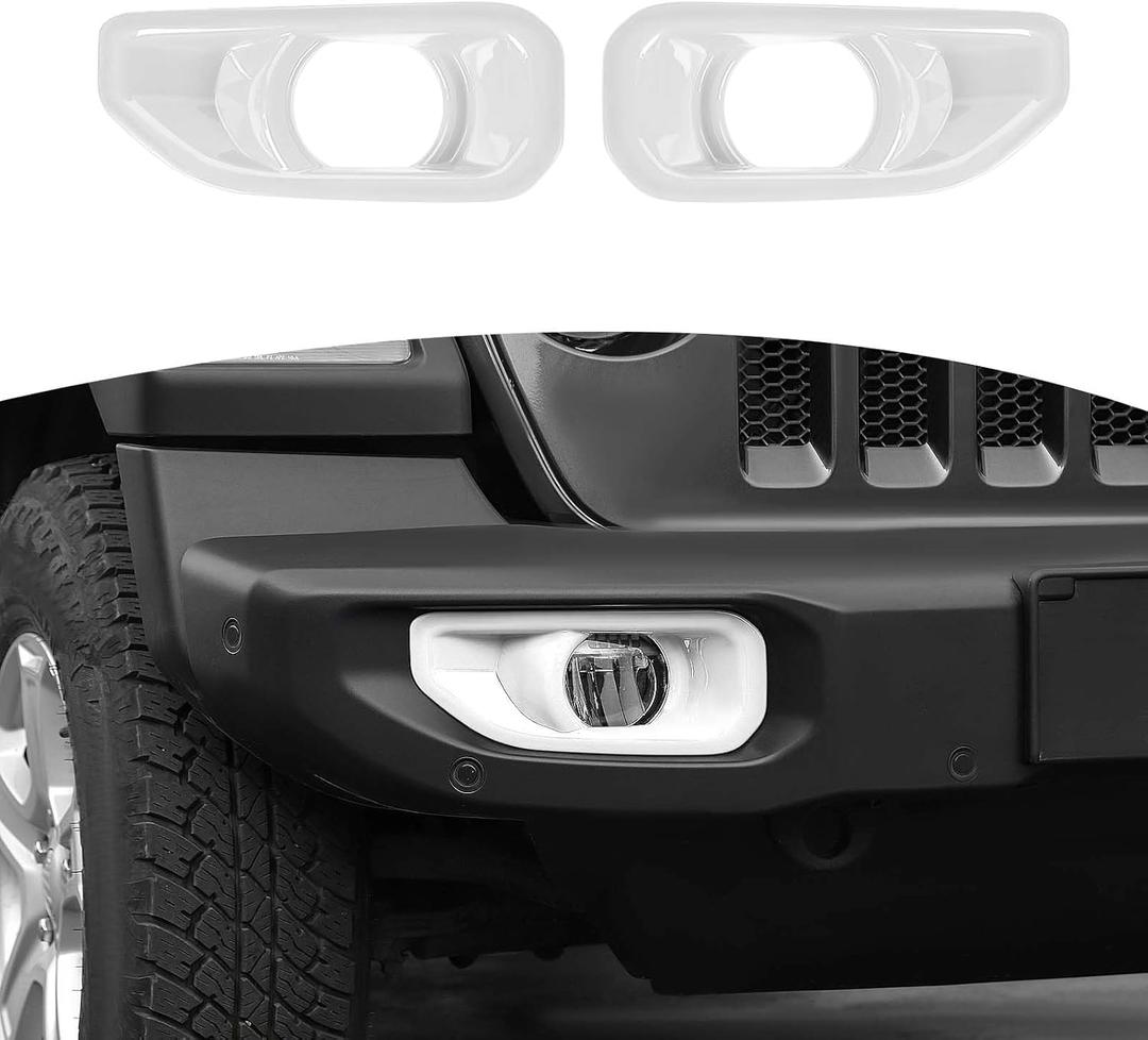 for Jeep JL Front Bumper Fog Light Cover Trim for Jeep Wrangler JL JLU 2018 up for Gladiator JT 2020 up White Exterior Accessories 2pcs