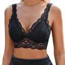 Avidlove Lace Bralettes Womens Triangle Plunge Wireless Bras Camisole Tops Cami Strappy Sexy Soft (Medium)