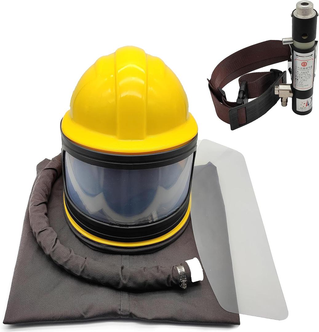 Sandblaster Helmet Safe Air Feed Sand Blast Helmet Shoulder Protective Sand Blast Hood Protector Sandblaster Thermostat 5 Pieces Outer Lenses, One Size